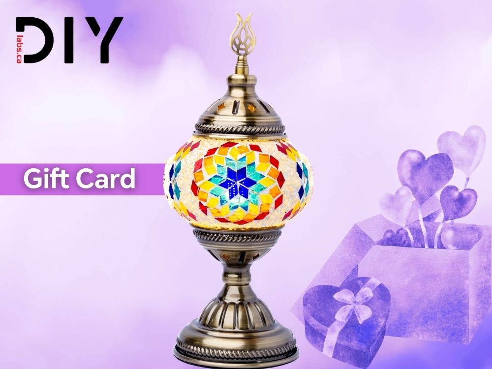 DIYlabs DIY card product – creative Turkish mosaic lamp workshop gift card in Canada.