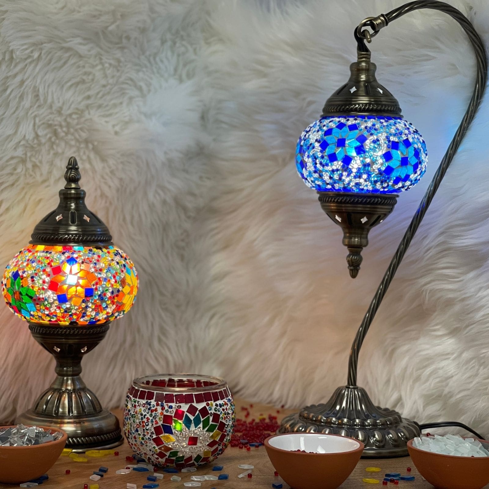 What you can create at our mosaic art workshops in Toronto – colorful Turkish mosaic lamps with DIYlabs